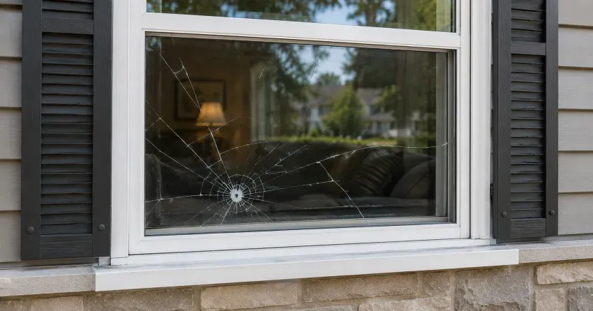 technician measuring window opening for emergency glass replacement Mitchell Corners