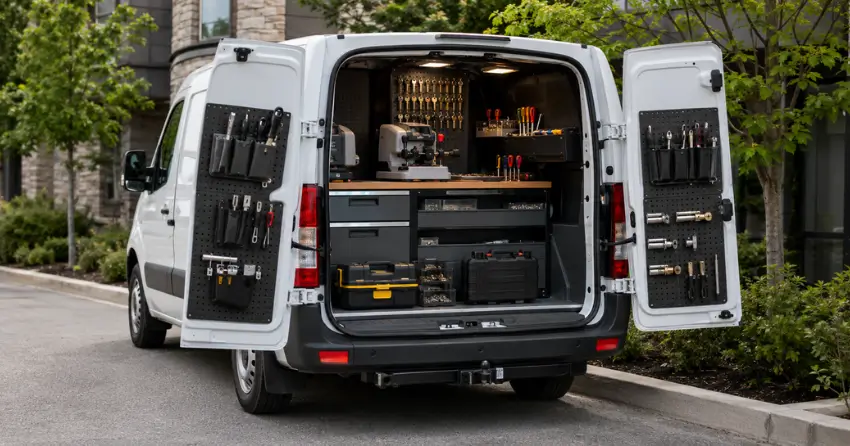 mobile locksmith service vehicle equipped with tools in Mitchell Corners