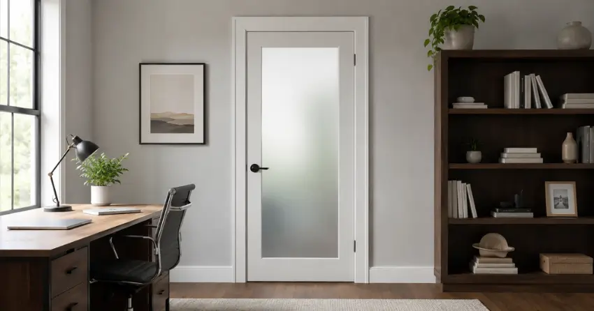 frosted interior door installed in home office in Mitchell Corners