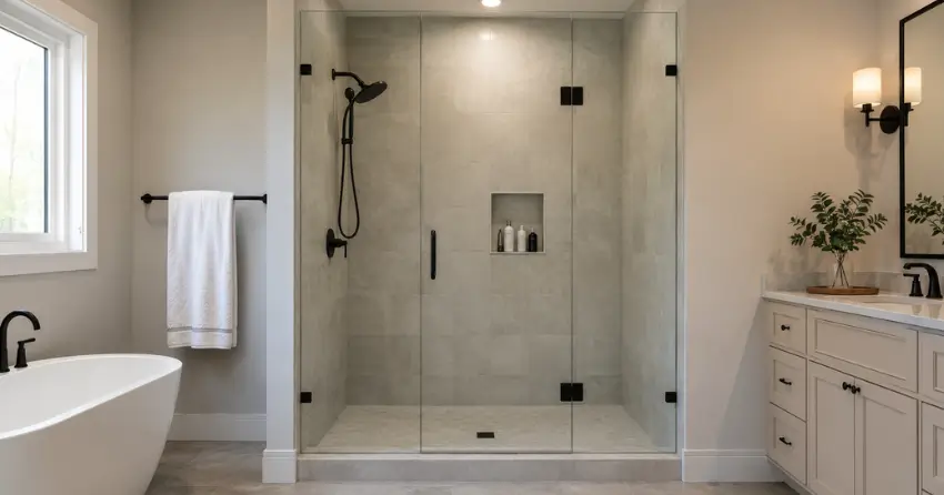 new frameless glass shower door installed in Mitchell Corners