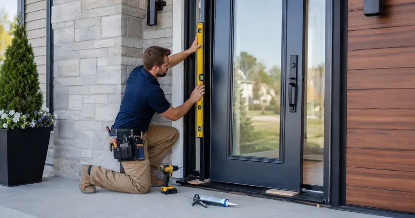 glass outside door installation with energy-efficient double-pane glazing in Mitchell Corners