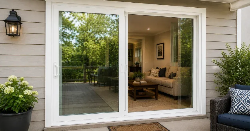 new patio door replacement installed in Mitchell Corners home