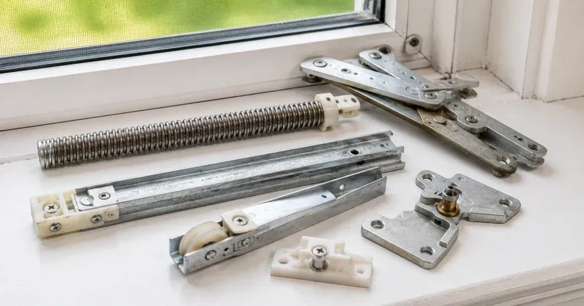 technician adjusting window sash alignment in Mitchell Corners home