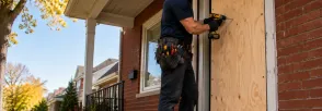 Temporary Door Securing Mitchell Corners